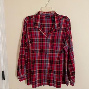 Crazy Horse Red & Black Plaid Button Down Long Sleeve Shirt Women’s Size 1X - 2X